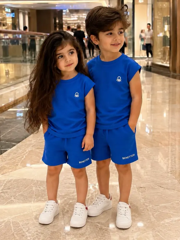 ست تاپ و شلوارک بچهگانه آبی